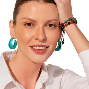 Imagem de Brinco Feminino Delicado Argola Minimalista Resina Cores Var - anjo da