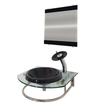 Imagem de Gabinete de Vidro 60cm para banheiro Mônaco - EKASA, Preto