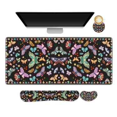 Imagem de NXZGO Tapete de mesa, mouse pad para jogos, conjunto de suporte de pulso, 4 em 1, antiderrapante, 2GG, grande mousepad + descanso de pulso ergonômico para teclado + descanso de pulso para mouse +