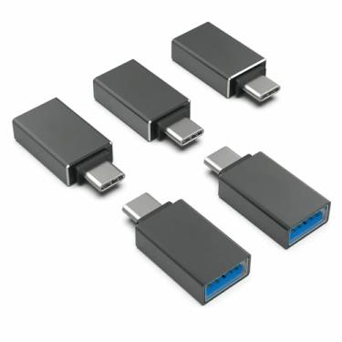 Imagem de Pacote com 5 adaptadores USB C para USB 3.0, adaptador USB C para macho para fêmea compatível com iPhone 15 Pro/Max, MacBook Pro/Air 2023, iPad Pro, iMac, S23, XPS 17, Surface Book 3 e mais - Preto