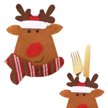 Imagem de yaozeio Decoração de mesa de centro de mesa de Natal para mesa de jantar, faca e garfo para decoração de festa de Natal, suprimentos essenciais de hospedagem de Natal para casa