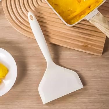 Imagem de 1 espátula de silicone – ideal para omeletes japonesas, também uma espátula de panqueca larga, antiaderente e resistente ao calor, perfeita para ovos, peixes, hambúrgueres, bifes e pizza (branca)