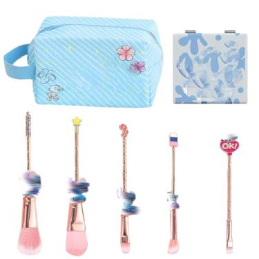 Imagem de Bolsa de maquiagem Preppy bolsa de cosméticos de viagem grande capacidade de desenho animado com zíper bolsa de poliuretano acessórios espelho de armazenamento pincel de maquiagem, Tema 4