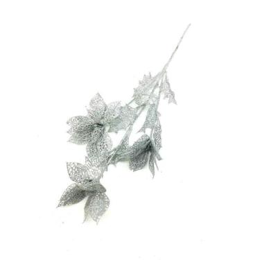 Imagem de Galhos Flores Bico de Papagaio com Purpurina P/ Natal Decoração Natali