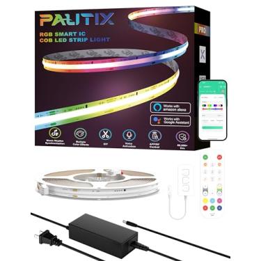 Imagem de PAUTIX Fita de luzes LED RGB Smart IC COB, funciona com Alexa/Google Assistant, 7,5 m, 720LEDs/m endereçável com certificação UL 24 V fita de luz flexível colorida, para armário, TV, quarto, festa