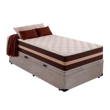 Imagem de Cama Box Baú Solteiro 88 Suede Cinza com Colchão Little Angel Mola Sup