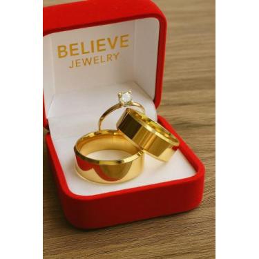 Imagem de Par de alianças ouro 18k revestidas 6mm - Believe jewelry