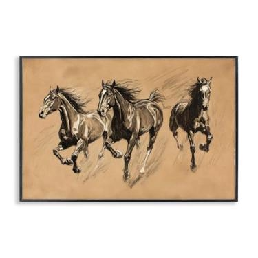 Imagem de Stupell Industries Running Free Horse Trio Arte giclée emoldurada preta, design por Petal Prints Design, 20 x 30