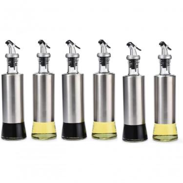 Imagem de Kit 6 Galheteiros Azeite Vinagre 300ml Vidro C/ Dosador Inox