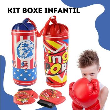 Imagem de Kit Box Saco Pancada Boxe Com Luvas Brinquedo Infantil Soco
