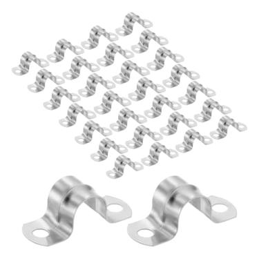 Imagem de PATIKIL Braçadeiras de conduíte de suporte em U de 2 furos, 30 peças de aço inoxidável para fixação de cabos de tubulação de água, mangueiras, tubos de combustível, prata