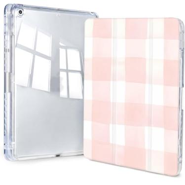 Imagem de Jngnpn Capa para iPad 9ª/8ª/7ª geração, 10,2 polegadas (versão 2021/2020/2019), capa transparente fina e tripla traseira transparente com suporte para lápis e capa hibernar/despertar automática