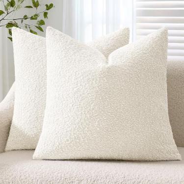 Imagem de ANRODUO Pacote com 2 capas de almofada texturizadas, brancas, macias, com detalhes europeus, decorativas, sólidas e aconchegantes e modernas, para cadeira, sofá, quarto, sala de estar, decoração de