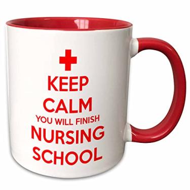 Imagem de 3dRose mug_216316_5 Caneca Keep Calm You Will Finish da Escola de Enfermagem, 325 ml, vermelha