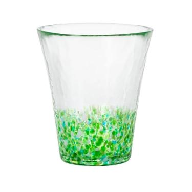 Imagem de Copo de vidro feito à mão – Design japonês de 4 estações, copo versátil para suco, refrigerante, cerveja – Feito no Japão, presente ideal (verduras de verão, 300 ml))