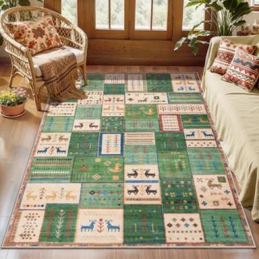 Imagem de Tangsoo Tapete lavável para sala de estar patchwork bege 7,5 x 12,5 cm