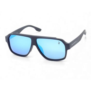 Imagem de Óculos de Sol Aviador Casual Polarizado Masculino Polo London Club, Lente UV400 Kit contém Case Couro ECO (Preto Espelhado)