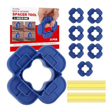 Imagem de Espaçadores de deck multitamanhos 4 em 1 (5/81.3 cm, 3/40.6 cm, 1/10.2 cm, 5/40.6 cm), ferramentas duráveis de lacuna com Sitckers, auxílio prático para compósitos, PVC, madeira e tábua de deck