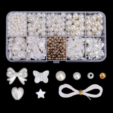 Imagem de Kit de miçangas DIY de 520 peças para fabricação de joias - com caixa de armazenamento, suprimentos de artesanato para fabricação de colar de pulseira, branco