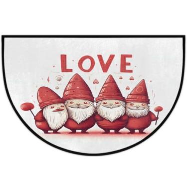 Imagem de Tapete de porta meio redondo para dia dos namorados, antiderrapante, absorvente, semicírculo, tapetes laváveis, meia lua, para ambientes internos, pátio, cozinha, banheiro, entrada, lareira, decoração