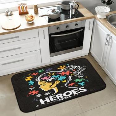 Imagem de Tapete de cozinha antiderrapante lavável antifadiga macio absorvente tapete de cozinha tapete de boas-vindas para cozinha, interior, entrada, pia, lavanderia decoração de casa design de linha autismo