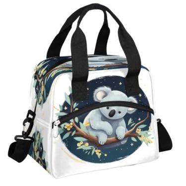 Imagem de hongjinglin Lancheira isolada para mulheres, homens, adultos, reutilizável, impermeável, à prova de vazamento, lancheira animal, coala, árvore, estrela, grande, bolsa térmica para almoço, bolsas de