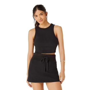 Imagem de Regata Hering Feminina Cropped Em Ribana Preto-Feminino