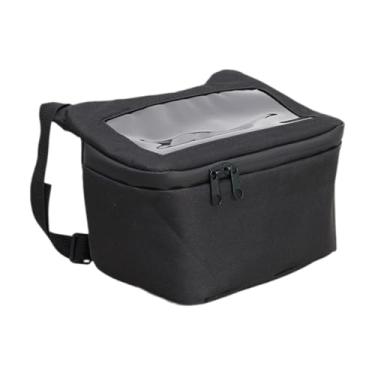 Imagem de Vaveren Bolsa frontal para guidão de motocicleta com capa de chuva, bolsa de selim universal à prova d'água para motocicleta, ideal para viagens, ciclismo, S Horizontal