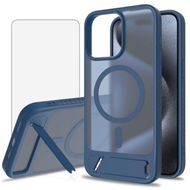 Imagem de Asuwish Capa de telefone para iPhone 15 Pro Max de 6,7 polegadas, compatível com Magsafe Magnetic, protetor de tela, suporte dobrável à prova de choque, capa protetora para celular i Phone15 15Pro i15