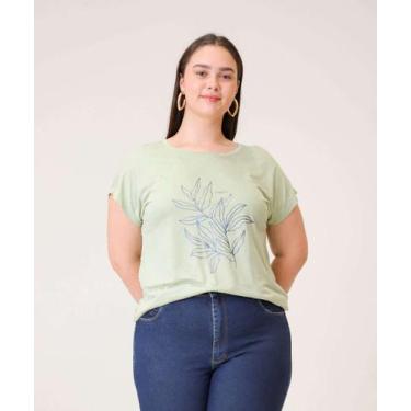 Imagem de Blusa Plus Size Feminina Estampa Frontal Marisa-59033, G2, Verde