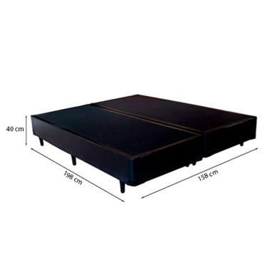 Imagem de Cama Box Queen 158 Tecido Sintético Preto Com Colchão Espuma D20 - Tampo Preto 12cm