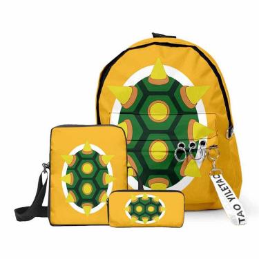 Imagem de Conjunto de mochilas Marios Bros Bowsers Cartoon Kids School 3 unidades