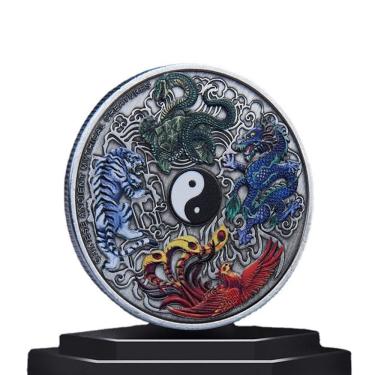 Imagem de Moedas de anime e medalhas comemorativas de quatro criaturas míticas