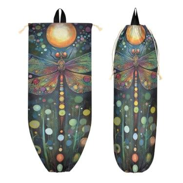 Imagem de xigua Suporte de parede para saco de plástico libélula com cordão, 1 pacote, reutilizável para decoração organizadora de sacolas de compras, meias, roupas íntimas e gravatas