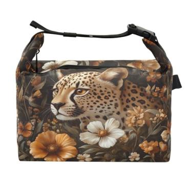 Imagem de STAYTOP Lancheira com face de leopardo com fivela de alça, lancheira isolada para meninos e meninas, lancheira térmica para trabalho escolar