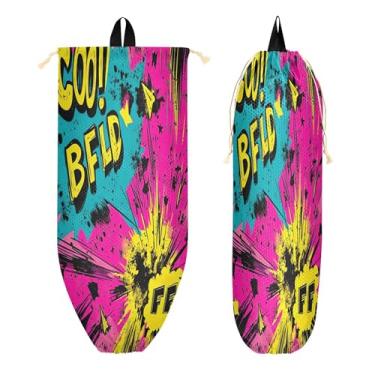 Imagem de xigua Suporte de parede de plástico estilo quadrinhos com cordão 1 pacote, organizador de sacolas de supermercado reutilizável para bolsas, meias, roupas íntimas e gravatas