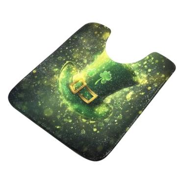 Imagem de Burbuja Tapete de banheiro com chapéu de São Patrício, tapete de banho absorvente de pelúcia macio, base antiderrapante para piso de banheiro, oval em forma de U