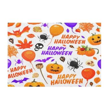 Imagem de Burbuja Tapete de banheiro com elementos de Halloween, tapete absorvente extra macio com suporte antiderrapante para banheiro, banheira, chuveiro, 41 x 61 cm