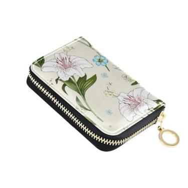 Imagem de Burbuja Elegante porta-cartão de crédito lírios para mulheres e homens, bloqueio RFID, estojo de couro com zíper para cartão, carteira, 11 compartimentos