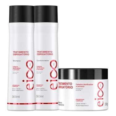 Imagem de Kit Obrigatório Eico Shampoo e Condicionador 300ml e Máscara Tratamento Reconstrução 300g