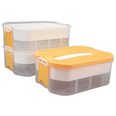 Imagem de Eujgoov Caixa de Armazenamento de Blocos de Compartimento Transparente de 3 Camadas Com Tampa, Caixa Organizadora Empilhável para Blocos de Construção, Material PET e PP, 30 X 22,5 X 33 Cm, Classificação de Brinquedos Infantis e Exibição Doméstica (Amarelo)