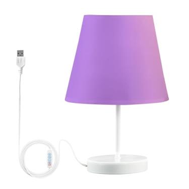Imagem de Joisal Lâmpada regulável gradiente roxo, mini lâmpada com abajur pequena lâmpada de mesa de cabeceira