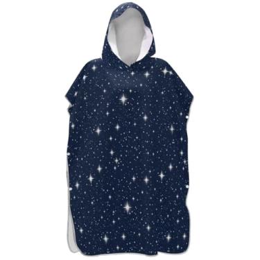 Imagem de Joisal Poncho de surfe trocador de roupão para praia Adul moletom toalha natação plus size homens mulheres poncho com capuz estrela azul marinho