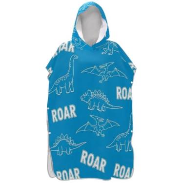 Imagem de Joisal Dinossauros Poncho de surf azul para adultos trocador de roupas de banho com capuz toalhas leves para homens e mulheres poncho com capuz