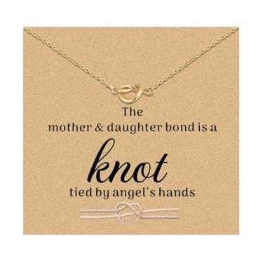 Imagem de Ukodnus Colar com nó mãe e filha – pingente infinito de coração em prata, ouro ou ouro rosa – colar combinando para mãe e filha para presente de aniversário, Natal ou aniversário, Medium, Aço