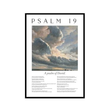 Imagem de Coleção de Salmos das Escrituras Monet Van Gogh Famosa Pintura Aquarela Impressão Verso da Bíblia Pôster em Tela Decoração de Parede de Casa Cristã (SKU2,8x30,5 cm = (20 x 30 cm), Moldura preta)