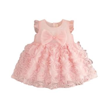 Imagem de Vestido De Princesa Com Saia De Rosa Vermelha Para Menina De 0 a 3 Ano