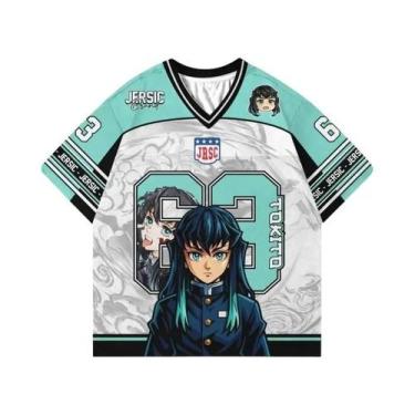 Imagem de Camiseta Unissex Oversize Estilo Y2K Coreano Demon Slayer Kimetsu Anim