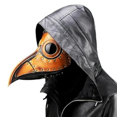 Imagem de Máscara de médico da peste de couro PU, fantasia de Halloween, máscara da morte de pássaro, máscara de médico da peste de couro retrô, steampunk, fantasia de Halloween, bico longo de pássaro, adereços