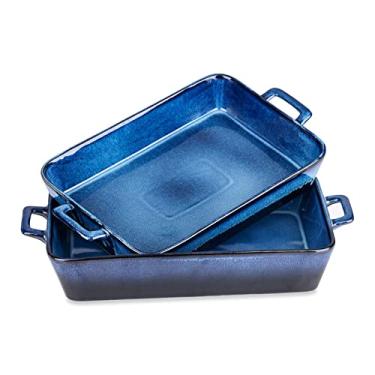 Imagem de Conjunto de 2 peças de assadeira de grés esmaltado com alça para assadeira para lasanha/torta/caçarola/tapas